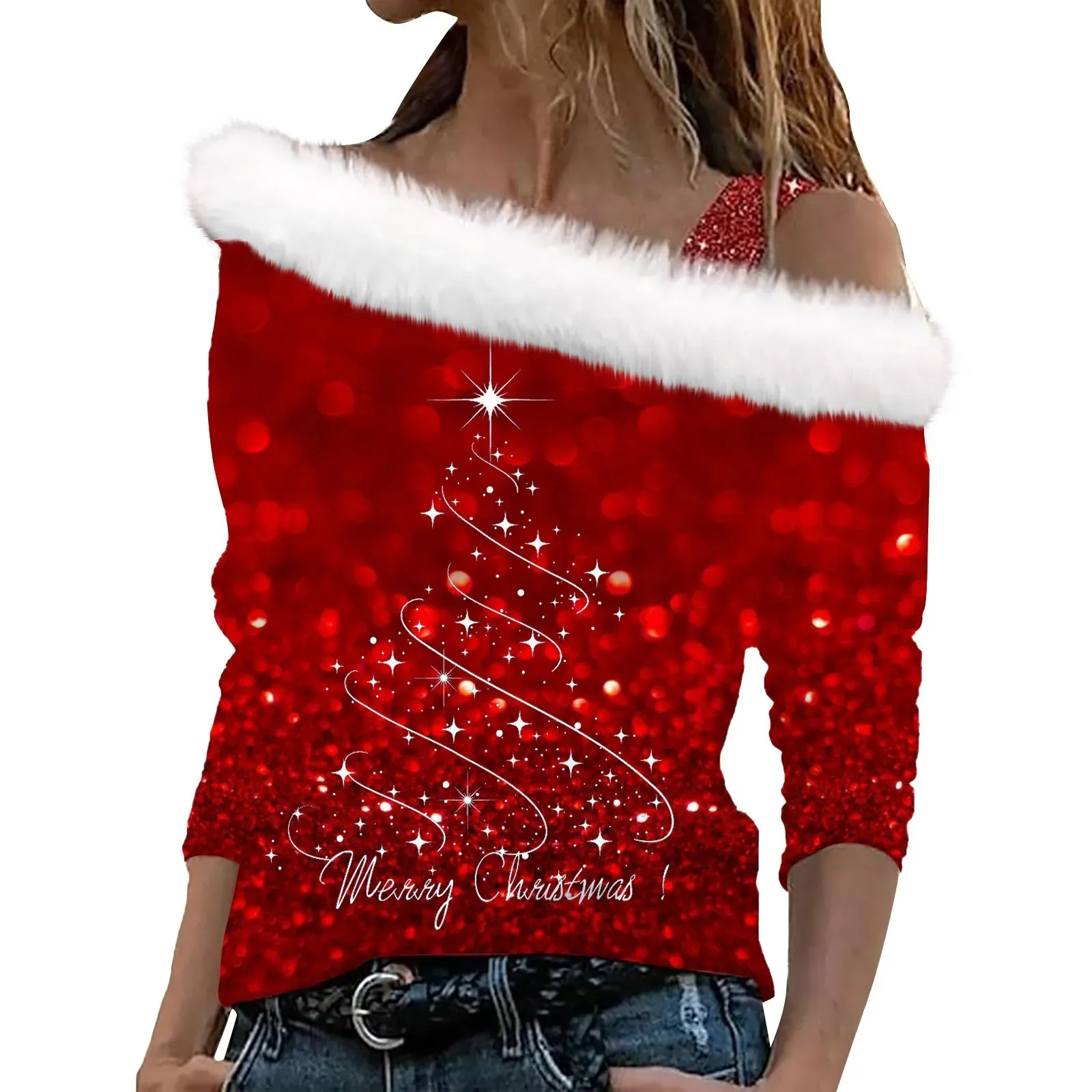 This House Off The Shoulder Santa Sweater North Pole Sweaters