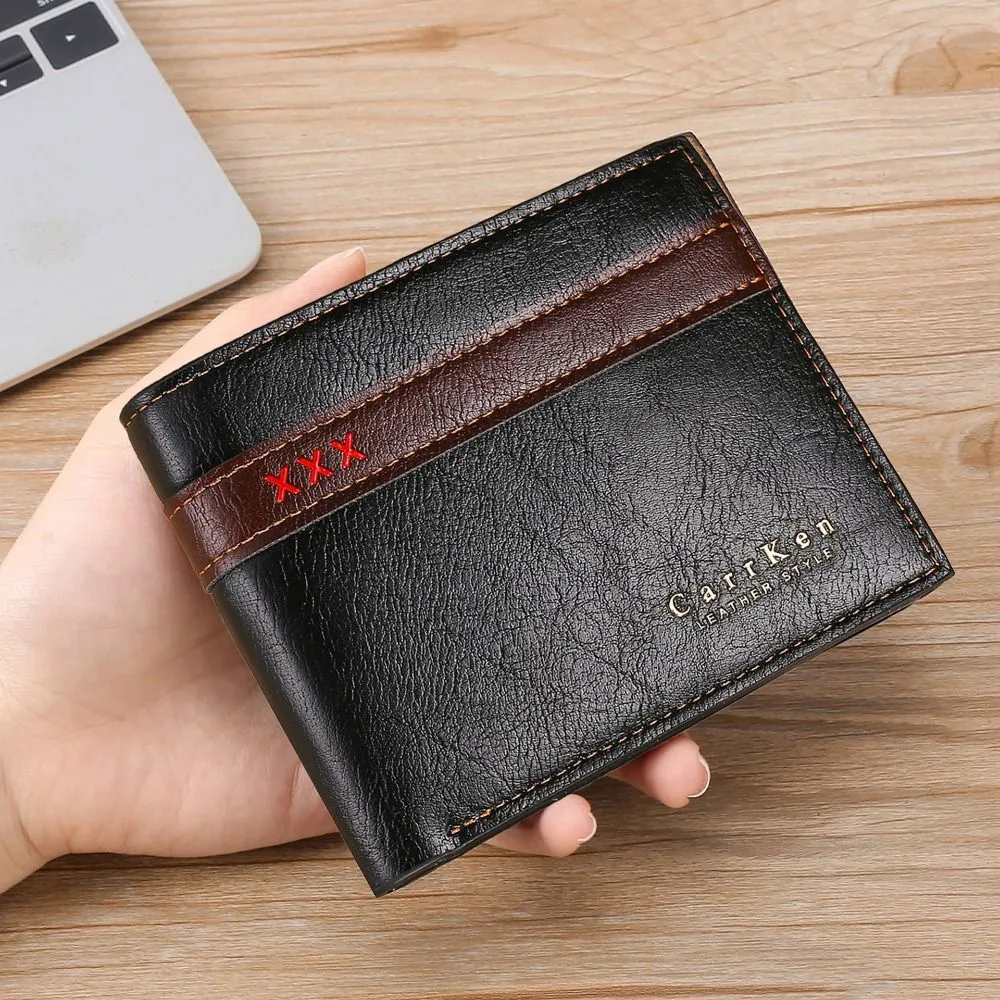 Men PU Leather Wallets 2 Fold Short Causal Purses Male Folding Wallet Coin Card Holders High Quality Slim Money Bag