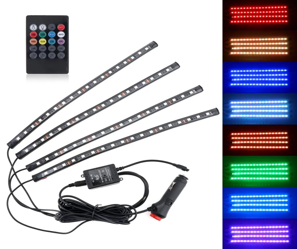 5050 18smd 8 Colors RGB Music Control Car Interior Decoration Lamp LED Automobile Chassis Lights Bar Neon Strip with Remote CLT203611452