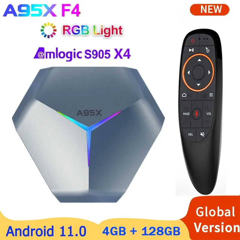 Box Android 11 RGB Light Smart TV Box Amlogic S905X4 4GB 64GB 128GB H.265 4K 60fps 2.4G/5G Wifi Google Player Youtube A95X F4 TVBOX