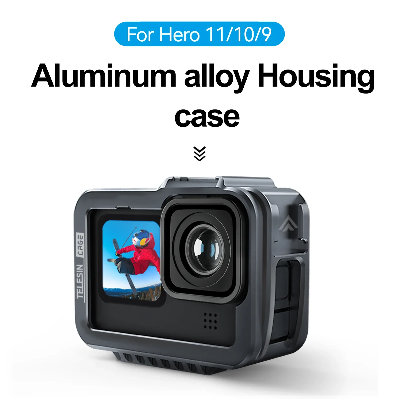 Cameras TELESIN Aluminum Alloy Frame Case for GoPro Hero 11 10 9 Black Action Camera Vlog Shell Protective Cage Housing Cold Shoe Mount