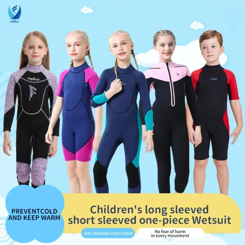 Women's Swimwear Children's 3mm Neoprene Wetsuit Warm One-piece Long Sleeve Diving Suit Cold Proof Sunscreen Surfing Swimming Snorkeling