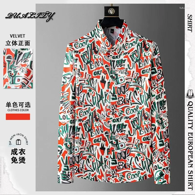 Men's Casual Shirts Seamless And Non Ironing 2024 Spring Shirt Trend Fashion Floral High-definition Digital Printed For Men