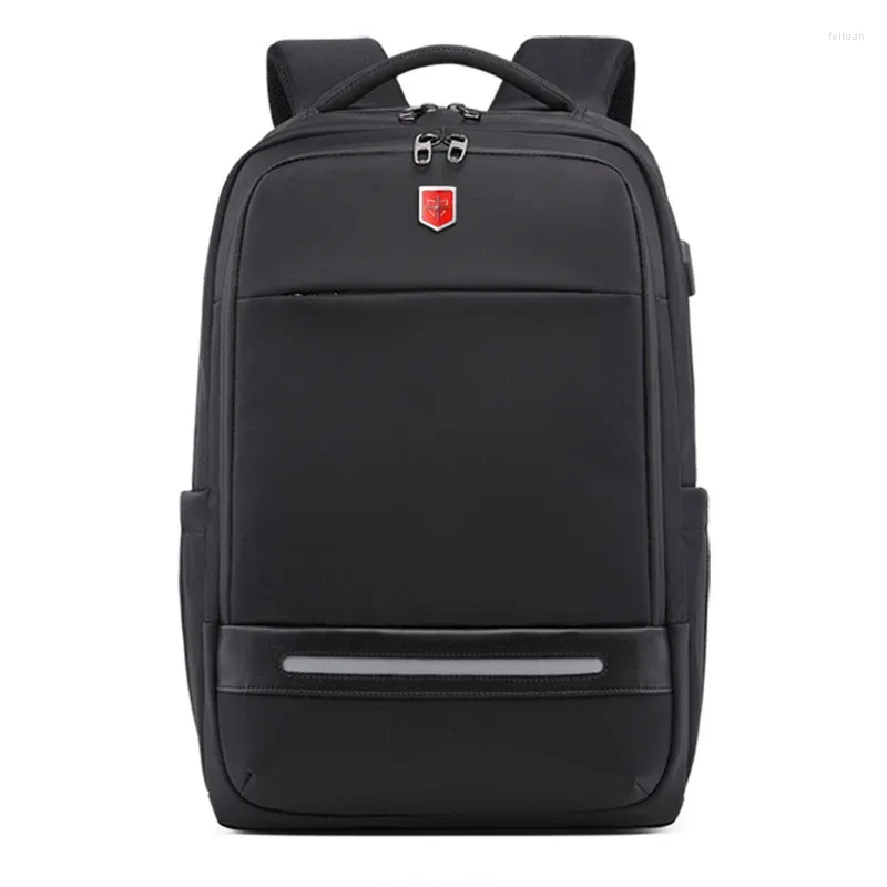 Marka plecakowa Wodoodporna 15,6 -calowa laptopa mężczyźni USB Port Port Travel Busines