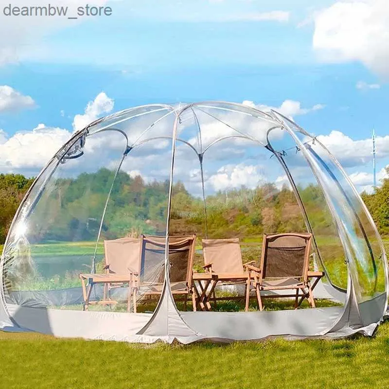 Tält och skyddsrum Transparent PVC Sun Room Starry Bubble House Automatic 6Sided Outdoor Camping Celebrity Courtyard Yurt Waterproof Ball Homestay L48