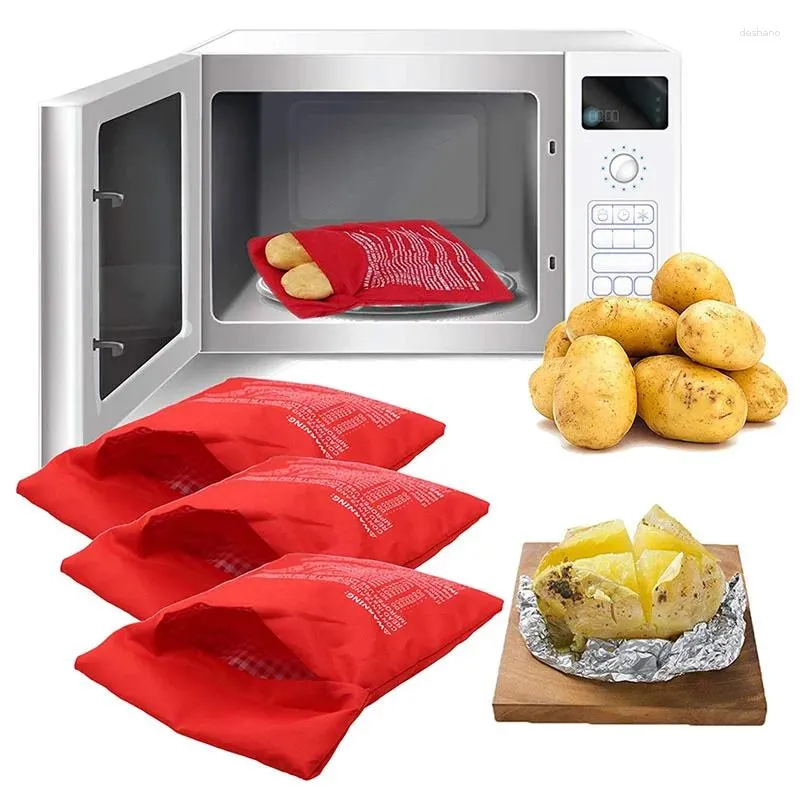 Baking Tools Microwave Potato Bag Reusable Express Cooker Baked Perfect Potatoes 4 Minutes Red Pouch