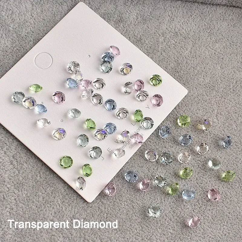 Dekorationen Transparent Speced Bottom Diamond Nagelkunst Strassspitze gepopptes Boden gestapelt K9 Kristallglas 3D Fingernagel DIY Accessoires 6mm