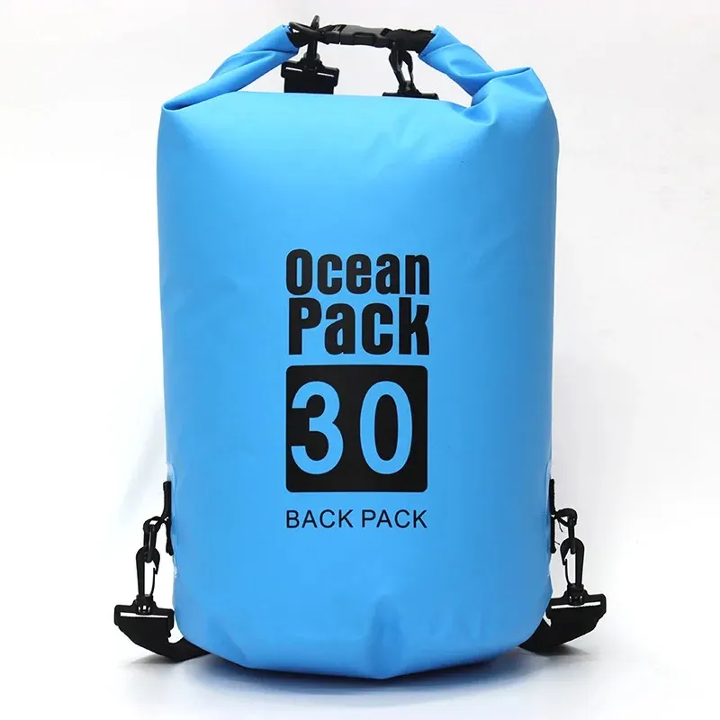 PVC Waterproof Dry Bag 5L 10L 20L 30L utomhusdykning Foldbar förvaring Man Women Beach Swing Bag Rafting River Ocean Ryggsäck