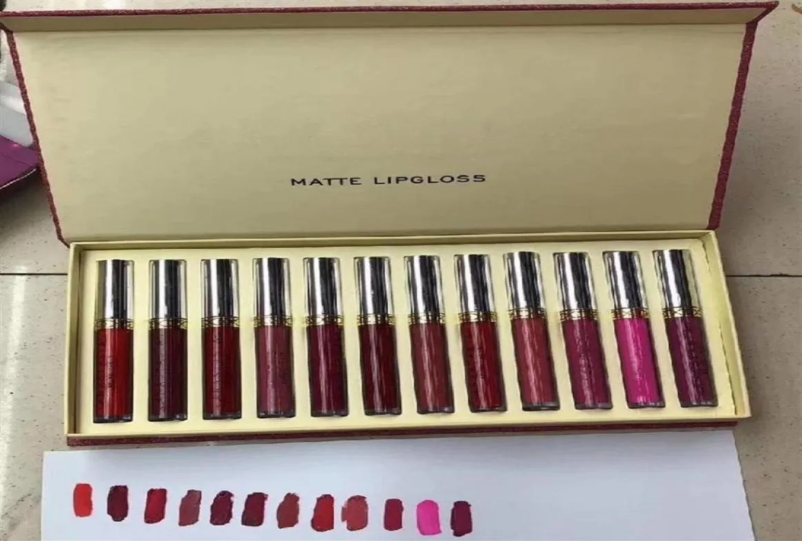 2021 Makeup Lip Gloss 12 Color Zestaw MAQUILLAGE MARKE UP Matte Lipgloss Set262Z2929753