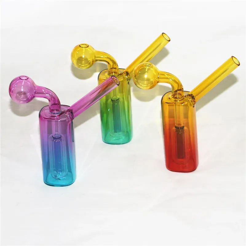 4.72inch Curved smoking pipes Glass Oil Burners Pipes with Different Colored Balancer Water Pipe Bubbler