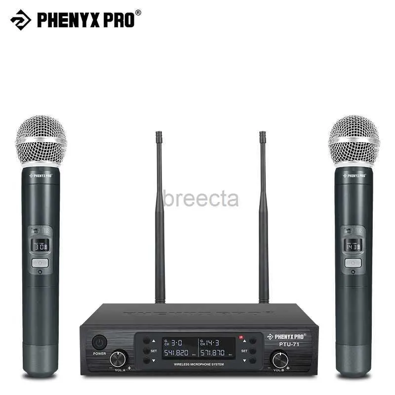 Mikrofone Phenyx Pro UHF Dual Wireless Mikrofonsystem professional einstellbarer robuster Metall 100m für Kirchen Singing Karaoke 240408