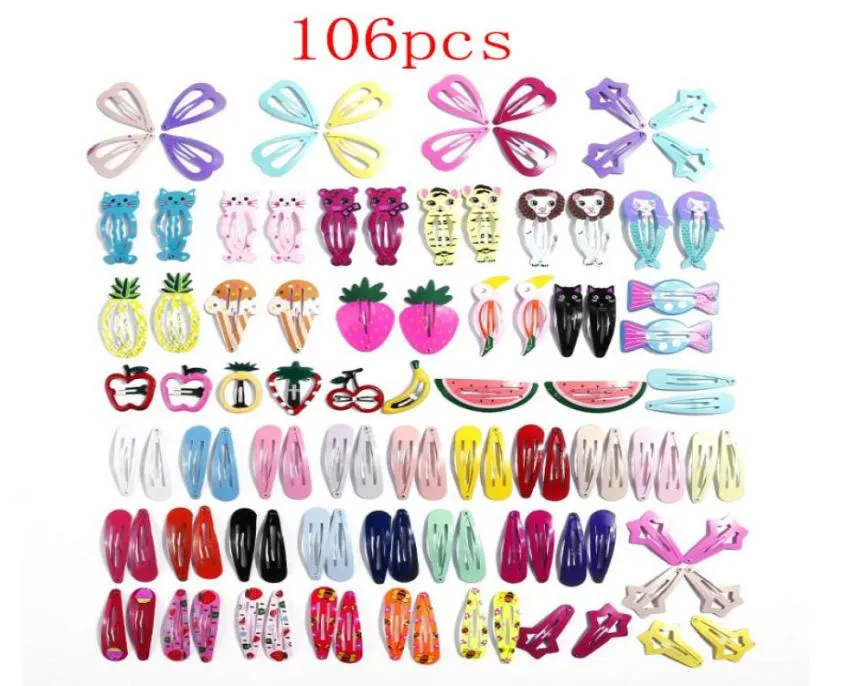 Accessoires de cheveux coréens 5760106pcs Cartoon Animal BB Clip de cheveux imprimé Heads Migne Fruit Alloy Clips Fomen Girls9793647