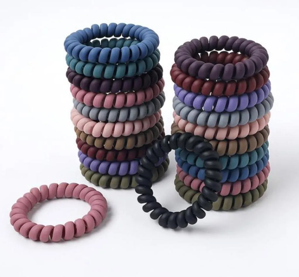 Telephone Wire Hairband Matt Colors Rubber Bands Stretchy Spiral Coil Hair Ties Ropes Girls Hair Accessories 21 Colors3063166