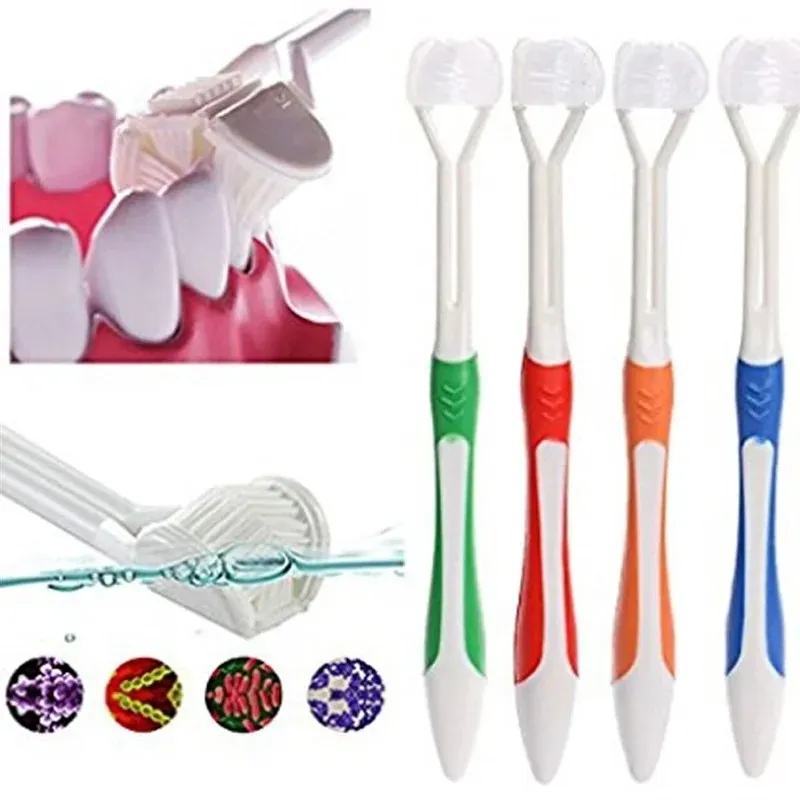 Brosse à dents à dents à cheveux molle à trois côtés Silicone Bristle Bristle Brosse de dents orale Innocuité de sécurité Brosse Brosse Clean de santé orale