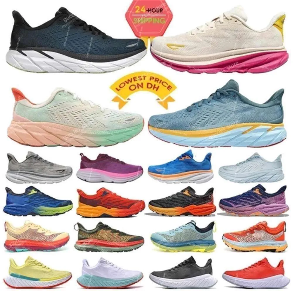 Ho designer di scarpe da corsa uomini donne clifton 9 bondi 8 speedgoat 5 mafate velocità 4 sporzione all'aperto triple Harbor neb foschia che muove sand carbone x3 allenatori