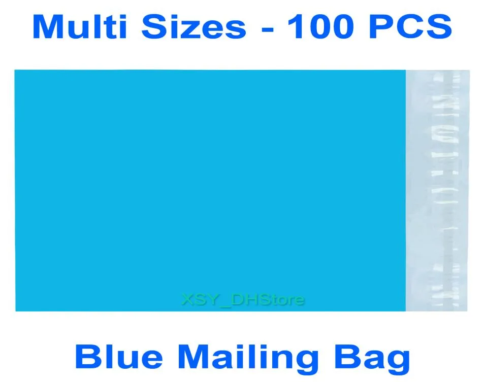 Multi Sizes 100 PCS Blue Poly Mailing Bag NonPadded Envelope Mailer Width 110 320mm 43quot to 125quot x Length 180 4186587