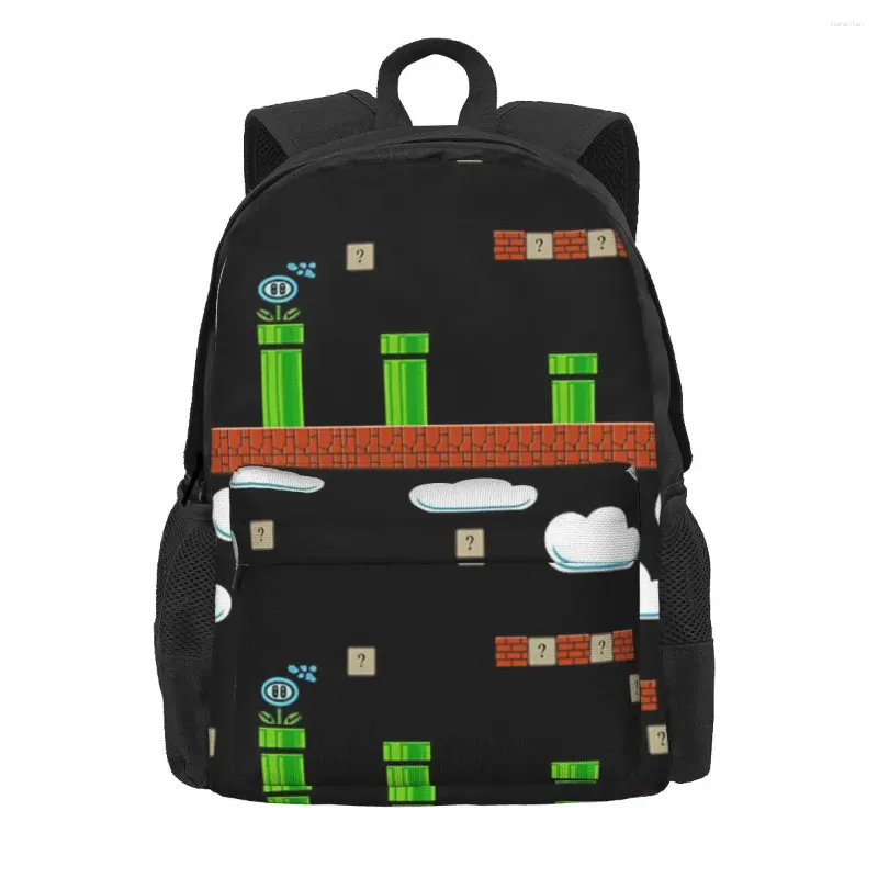 Backpack Ground Blocks And Green Tubes Backpacks Boys Girls Bookbag Students School Bags Cartoon Rucksack Travel Shoulder Bag