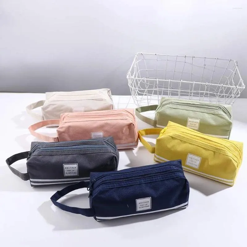 Handbag Student Big School Stationery Candy Color Storage Bag Pen Double Layer Case Pencil