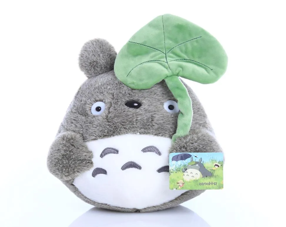 20 cm 25 cm totoro pluche speelgoed met Lotus Leaf knuffeldier Gray katoen Doll Girl039S Gift Kids Child Birthday Toys6120154