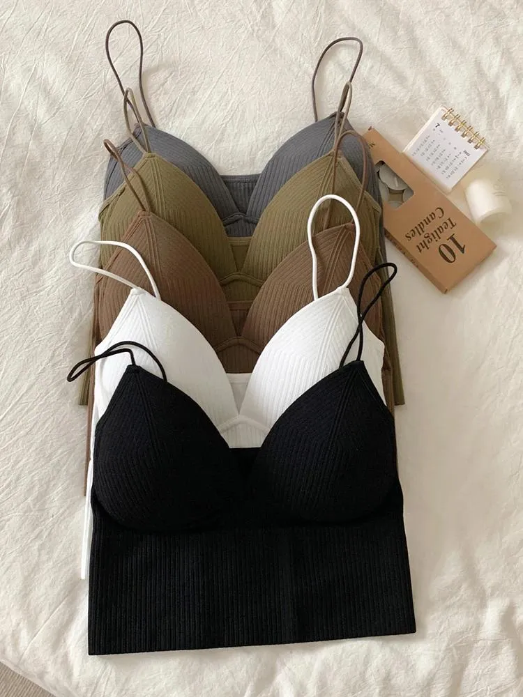 Tanks pour femmes itoolin femmes sous-vêtements de base de soutien-gorge rembourrés spaghetti solides crop top camét avec débardeur sans manches slimn