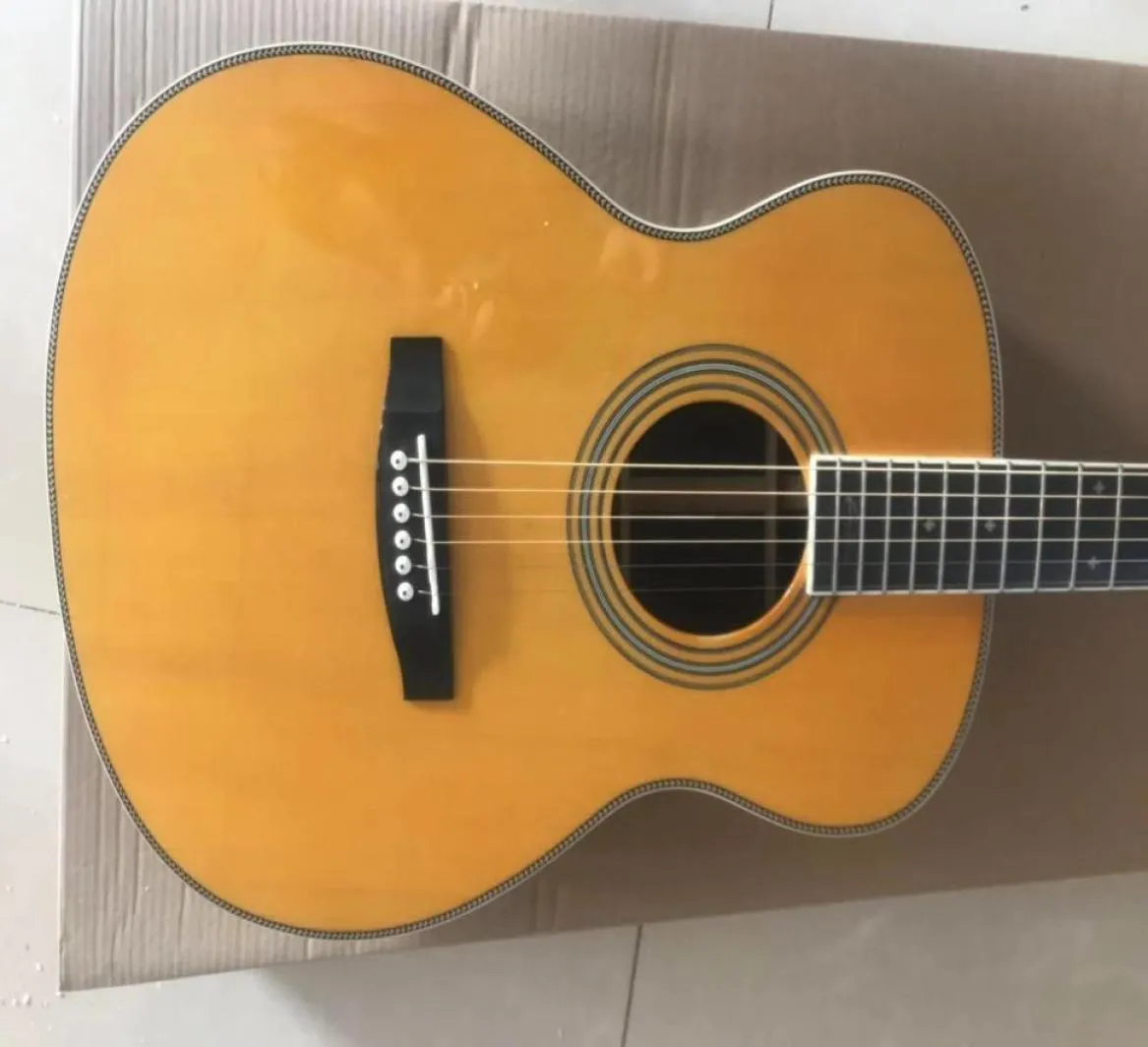 Solid Spruce Top 41 Inches Natural Vintage Acoustic Electric Guitar John Mayer Signagure Fingerboard Inlay Grover Tuners Bone N4190679