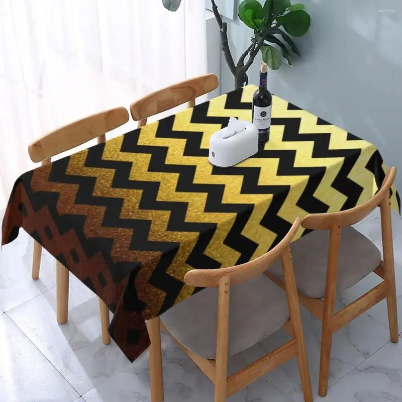 테이블 천 직사각형 금과 검은 색 스트라이프 아트 방수 식탁보 45 "-50"표지 탄성 가장자리로 뒤쪽