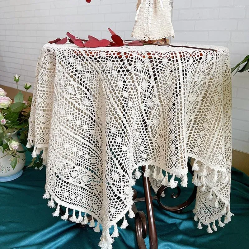 テーブルクロスレースの装飾テーブルクロスピクニックダイニングルームデザインハウスにかぎ針編みのコーヒーマット