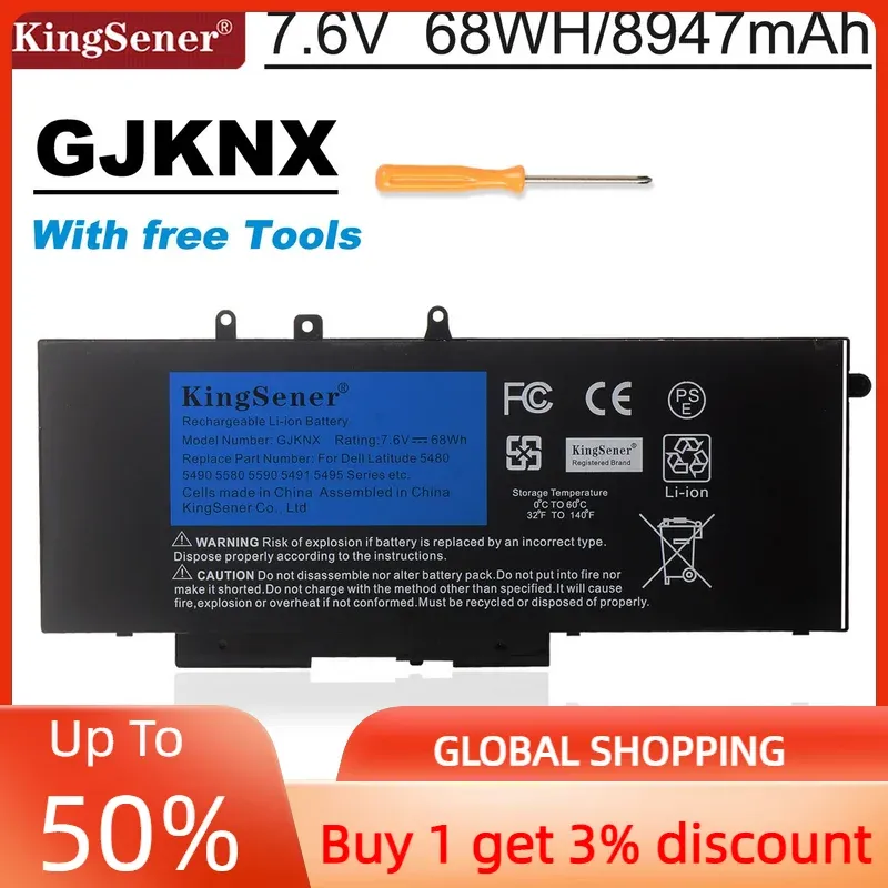 Cases Kingsener Gjknx Laptop Battery for Dell Latitude E5480 5580 5490 5590 for Dell Precision M3520 M3530 Gd1jp 7.6v 68wh