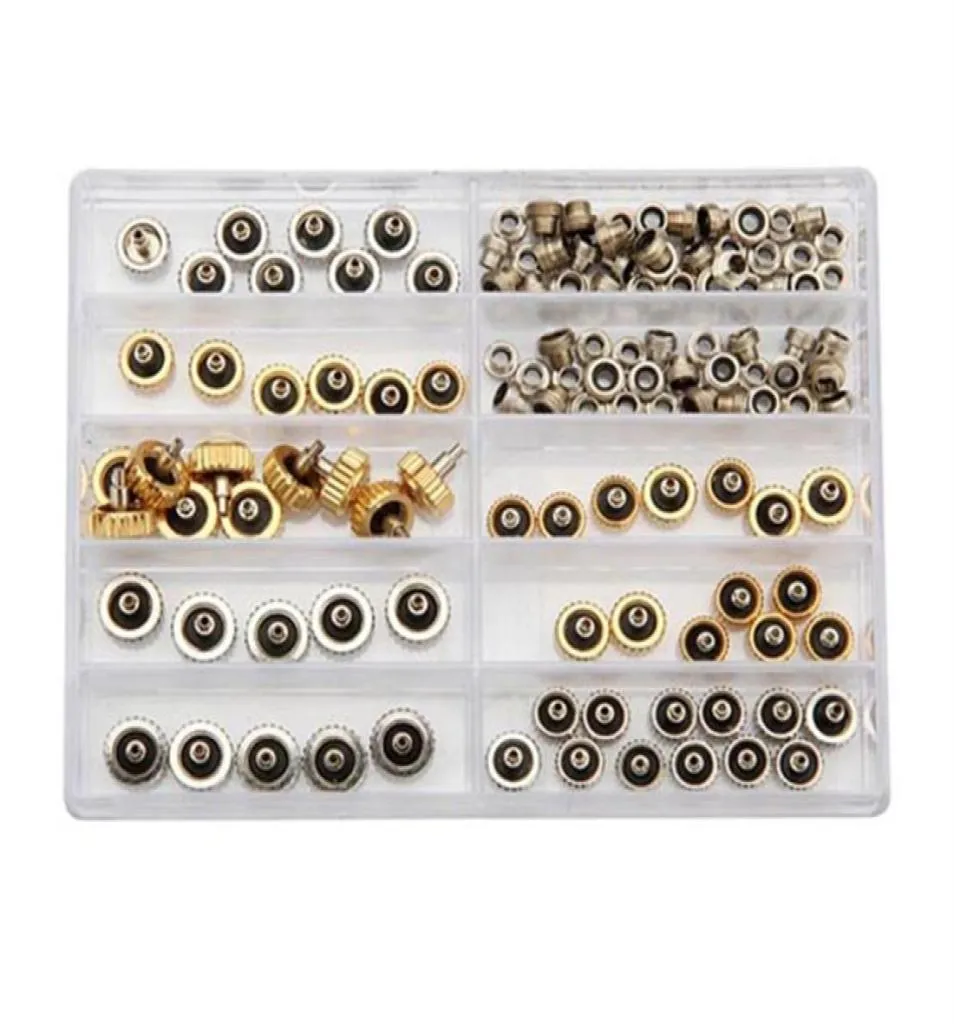 60 pcs Watch Crown voor koper 5 3 mm 6 0mm 7 0 mm zilvergouden reparatie -accessoires Assortment Parts277823165270652