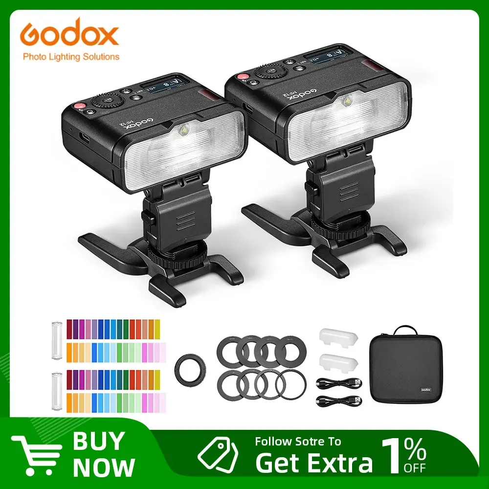 Mount Godox MF12K2 RO Flash 2 Light Kit Mini Speedlite Wbudowanie Godox X System TTL Flash + Filtr kolorystyczny