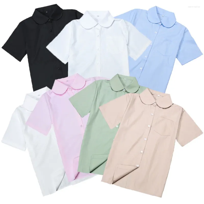 Women's Blouses Japanese Girls College Shirt Summer Herfst Ronde Nek Korte Mouw Werk uniform Studenten School Tops Losse 3xl 4xl 5xl