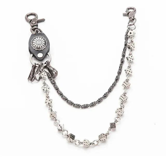 Goth belt chain with skull pendant silver iron buckle unisex  display picture 1