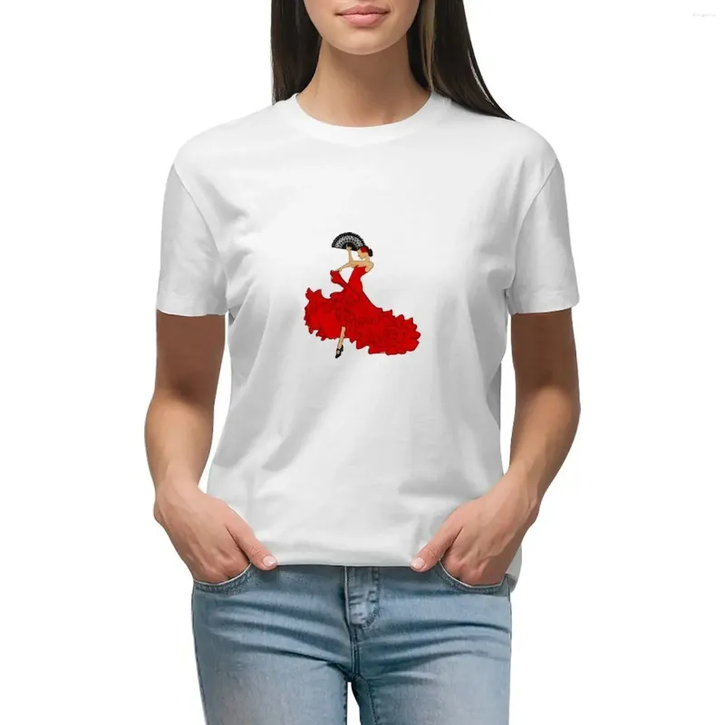 Kvinnors polos flamenco dansare t-shirt tees kawaii kläder tight skjortor för kvinnor