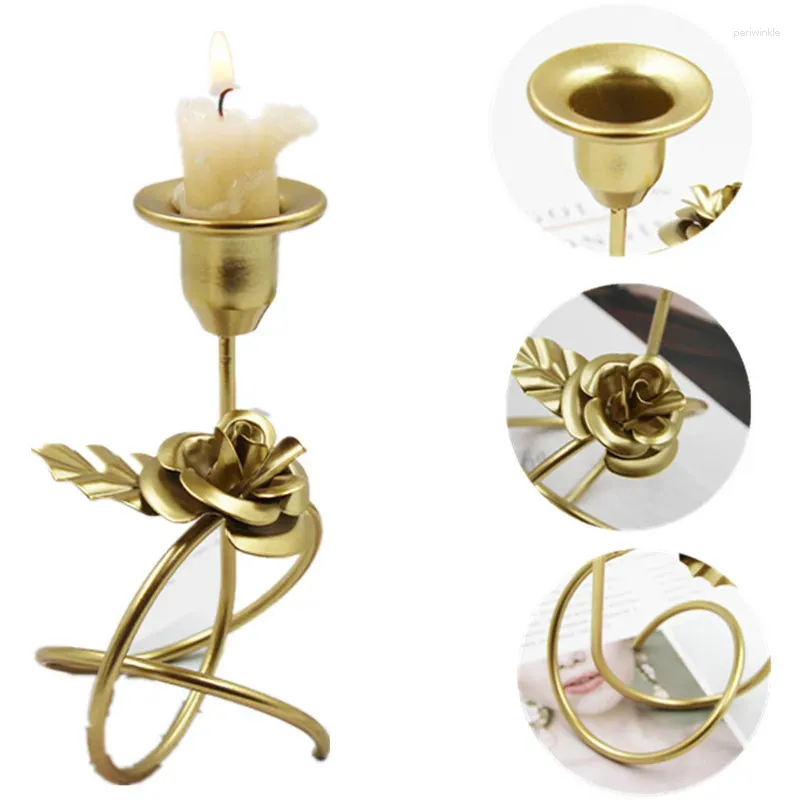Ljushållare Luxury Metal Candlestick Nordic Style Holder Wedding Party Golden Stand för bordets mittpunkt julhemdekor