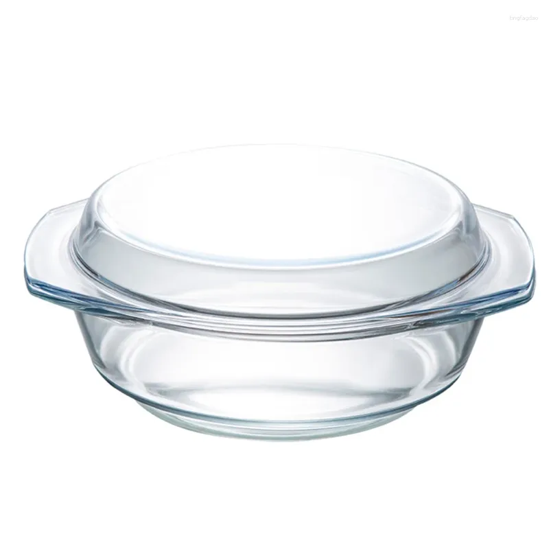 Dinnerware Sets Baking Dish Lid Tempered Glass Bowl Heat-resistant Set Pot White Microwave Heating Glassware Oven