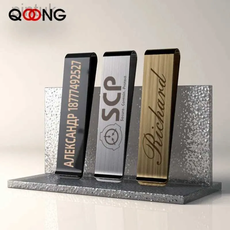 Geldclips benutzerdefinierte Schriftzeichen Schlanker Pocket Credit Card Money Clip Holder Langgröße Edelstahl Herren Metall -Bill Clip 240408