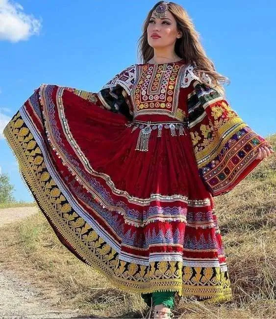 Afghan Kuchi Bridal Dress Floor-Length Chiffon Wedding Dress with O-Neck  and Full Sleeve for Women from Dhgate Basic & Casual Dresses - price 66.84