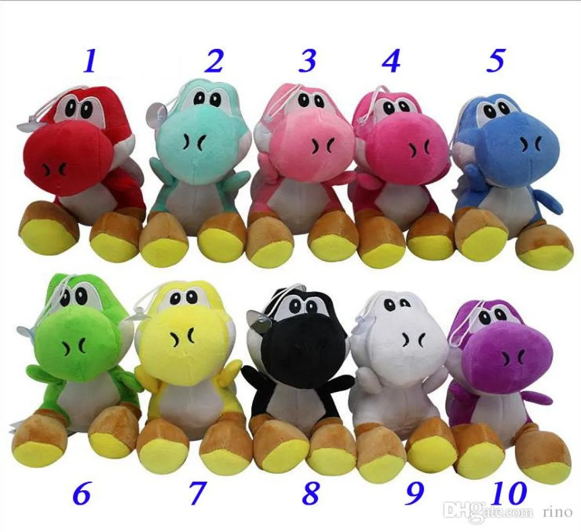 Süper Bros Yeni 7 "Yoshi Peluş Oyuncaklar Yoshi Dinozor Dolgulu Hayvanlar Bebek Kolyeler Figür Oyuncaklar 10 Renkler5879398