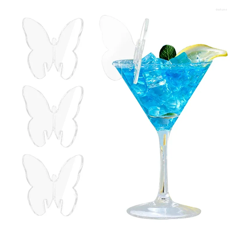 Party Decoration 5Pcs Acrylic Transparent Butterfly Wine Glass Cup Card Seat Place Name Cards Wedding Birthday Decorations Supplies