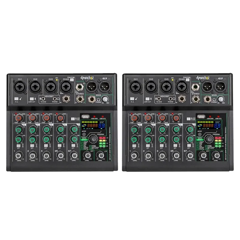 Accessori top g7 scheda audio mixer audio mobile audio console da scrivania interfaccia 7 canale USB Bluetooth 88 Effetti di miscelazione