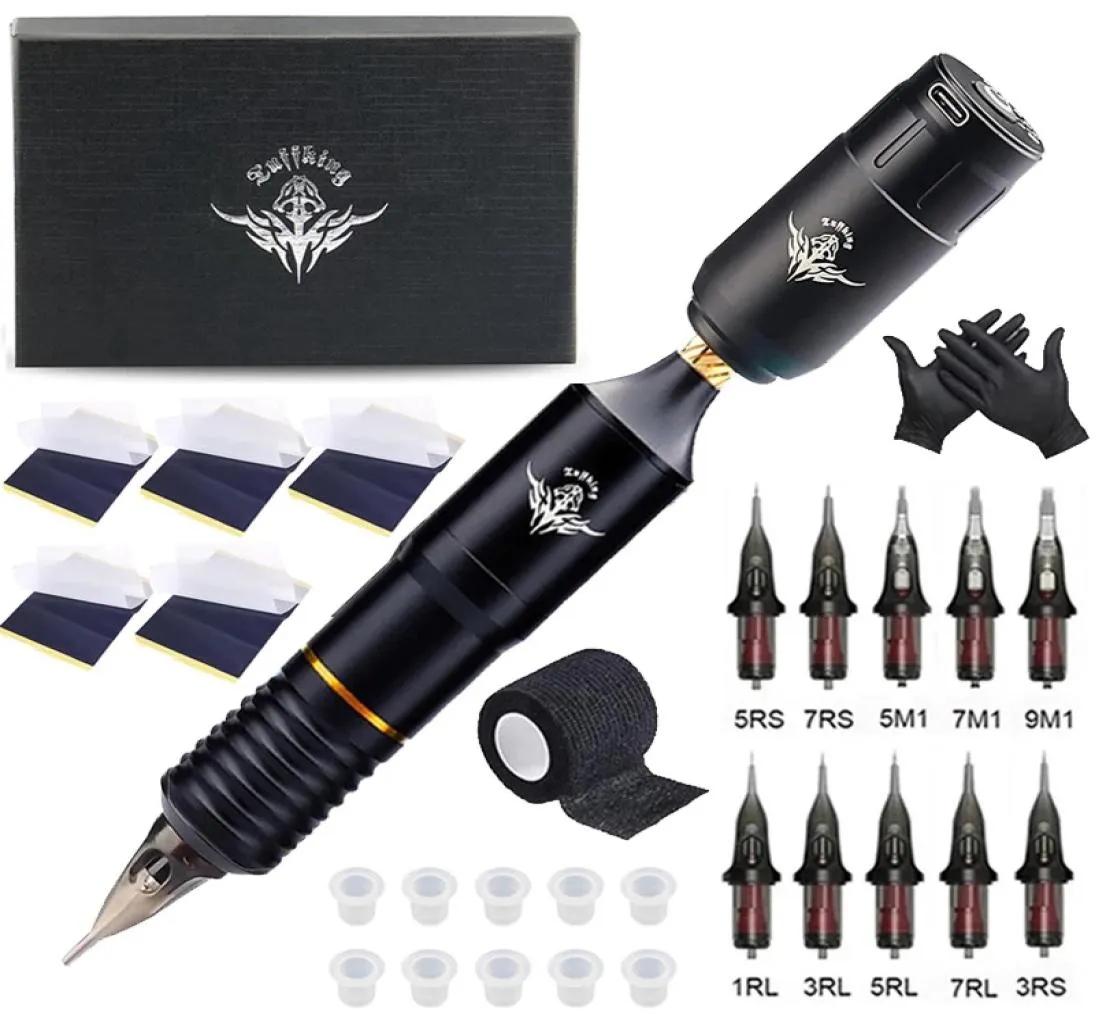 Kits de tatouage professionnel kits de stylo tatouage rotatif sans fil avec cartouche à cartouches