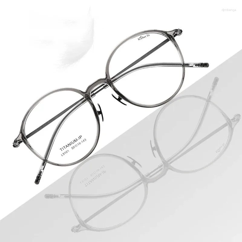 Solglasögon kvinnors lyx retro runda rent titanglasögon ram ultralätt myopia optisk dekorativa glasögon datorglasögon