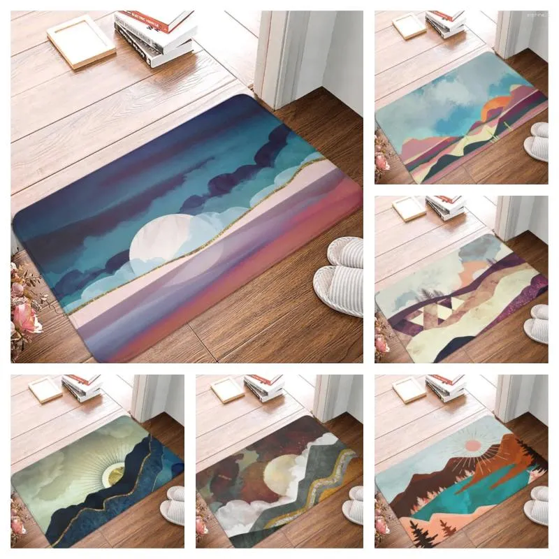 Bath Mats 1PCS Marble Doormat Kitchen Carpet Anti-Slip Nordic Style Colorful Map Rubber Bottom Door Floor Room Dustproof