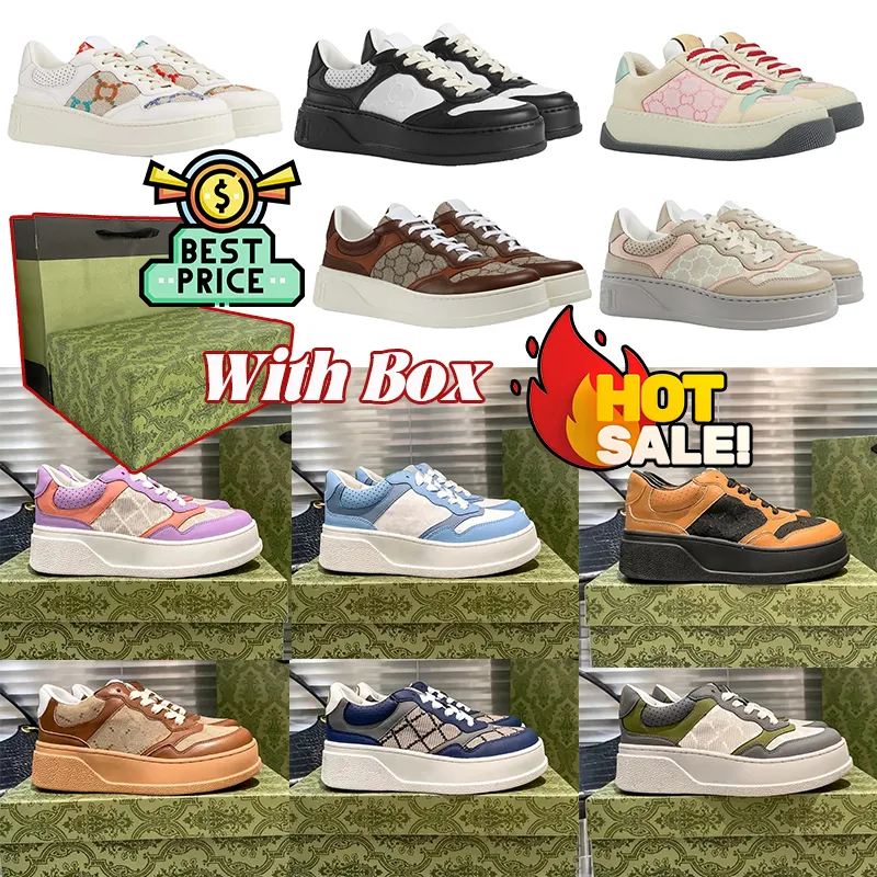 Avec box Luxury Chaussures Sneakers Designer Luxury Leather Casual Chores Sports Platform Sports Mens Womens Board Chaussures Advanced Mode TRENSI