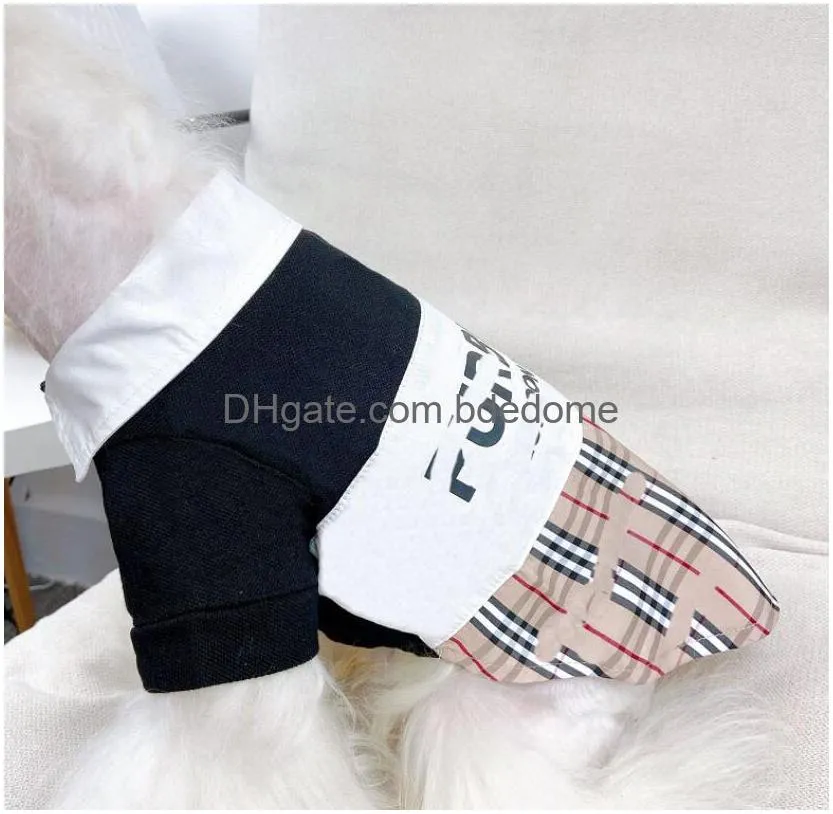 مصمم ملابس الكلاب العلامة التجارية ملابس كلاسيكية منقوشة نمط القطن تي شيرت للكلاب الصغيرة المتوسطة صغيرة القطط الأزياء الناعمة الزقزقة