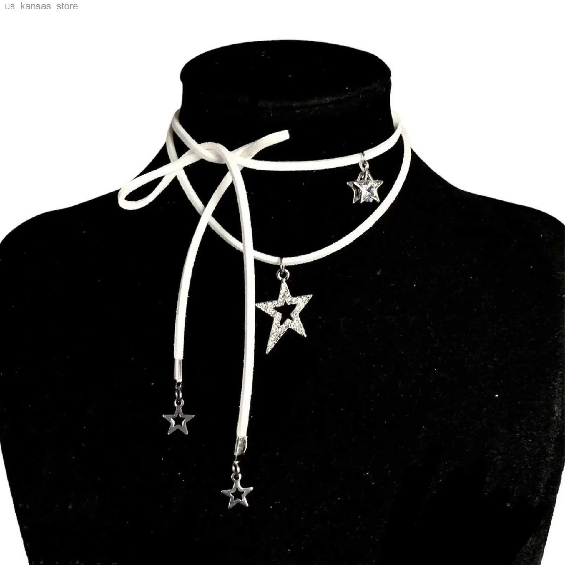 Pendanthalsband Rhinestone Star Pentagram Butterfly Bow Knot Rope Chain Choker For Women Sweet Aesthetic Charm Halsband Harajuku Fashion Jewelry240408