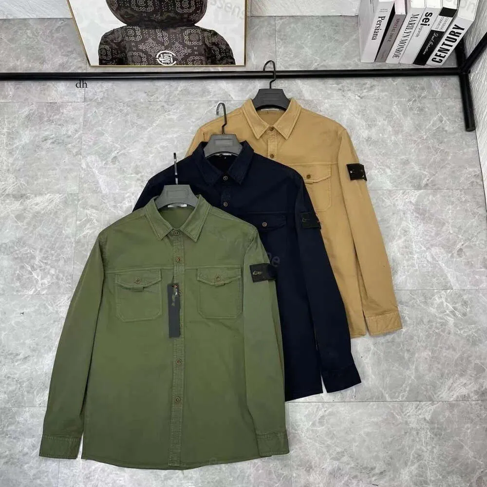 Designer Stone Pocket Jackets Island veste à manches longues Badges à glissière Men Tshirt Casual Coat Breaker Embrodiery Mens Shirts Automne Mouilles Asian Taille M-3XL 623