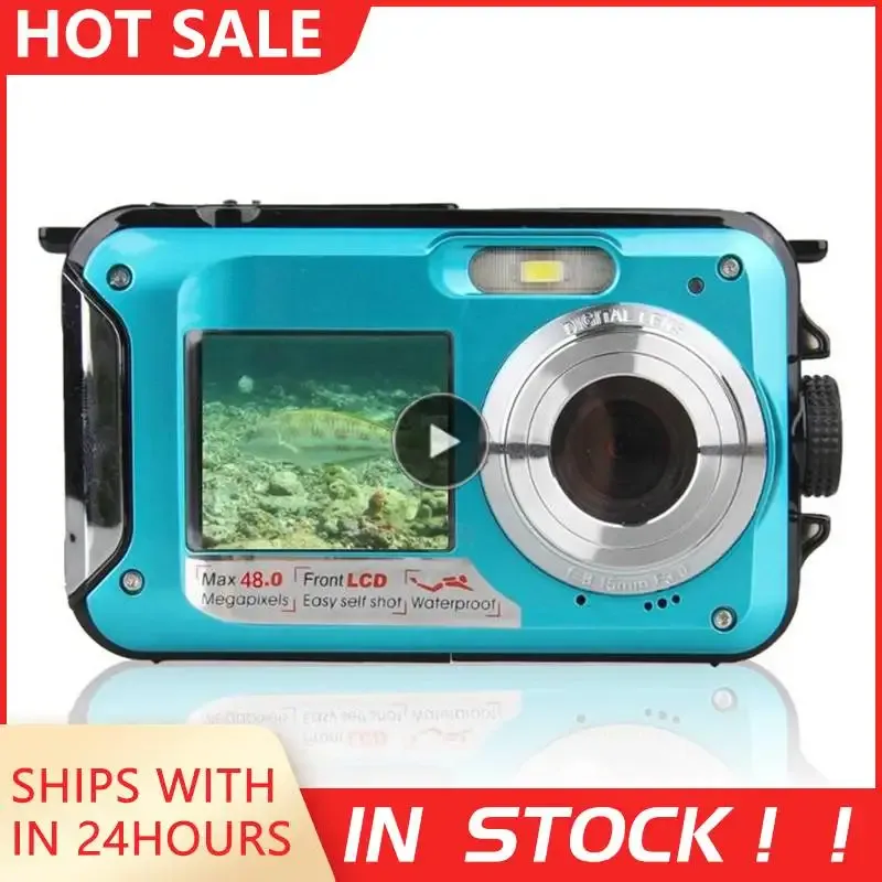 Разъемы водонепроницаемой антишковой цифровой камеры 1080p Full HD 2,4MP Dual -Sell Selfie Video Recorder для плавания под водой DV -запись
