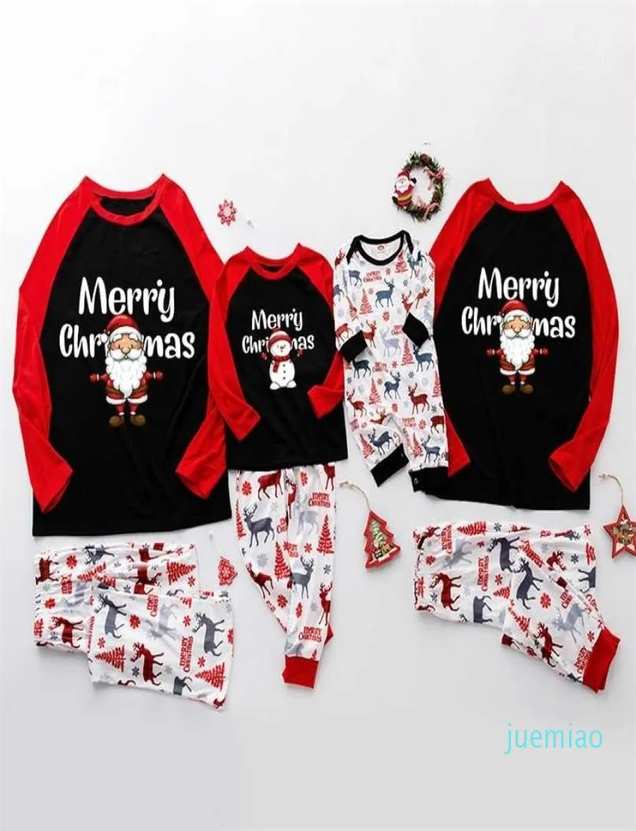 Christmas Famille Matching Pyjamas Set Noël Santa Stitching Adult Kid Pyjamas Vêtements Baby Jumpsuit Contanes 2111021273887