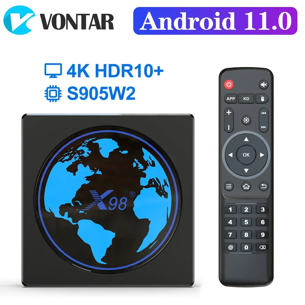 Box X98 Mini Android 11 Amlogic S905W2 TV Box 4 Go 64 Go Support Dual WiFi YouTube Media Player 4GB 32 Go Set Top Box 2G 16G X96MINI